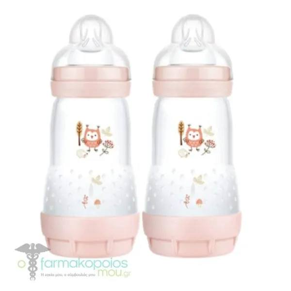 Mam Σετ Baby Bottle Easy Start™ Anti-Colic για 2m+, 2 x 260ml - Ρόζ