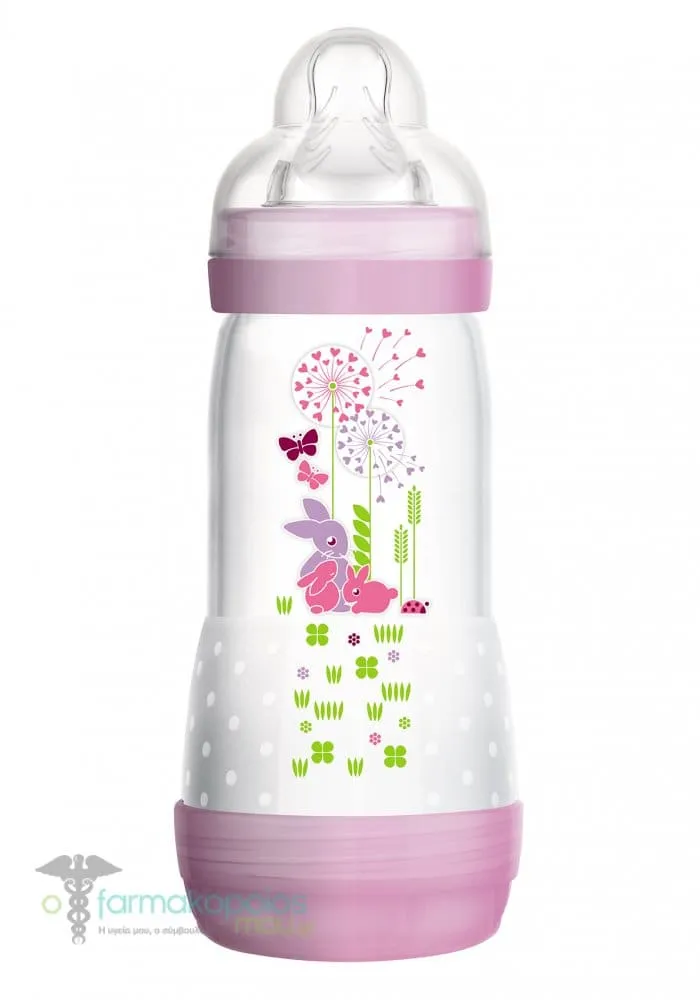 Mam Easy Start Anti-Colic Μπιμπερό κατά των Kολικών 4m+ με Θηλή Σιλικόνη Μεγάλης Ροής (356S), 320ml - Ρόζ
