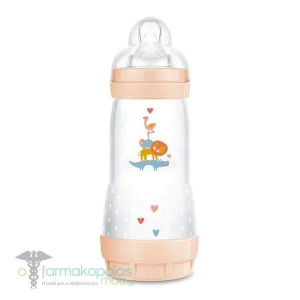 Mam Easy Start Anti-Colic Μπιμπερό κατά των Kολικών 4m+ με Θηλή Σιλικόνη Μεγάλης Ροής (356S), 320ml - Πορτοκάλι