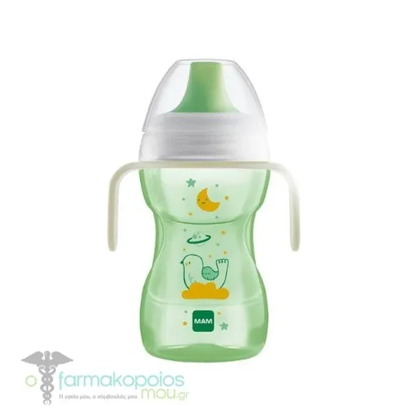 Mam Fun to Drink Trainer Cup with Handles Night 8m+, 270ml - Πρασινο