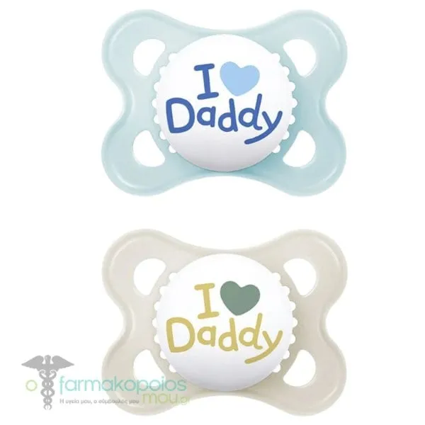 Mam I Love Mummy & Daddy Silicone Orthodontic Soother 2-6m (115S), 2pcs - I love daddy