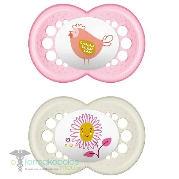Mam Original Orthodontic Rubber Pacifier 16m+ (251L), 2pcs - Ροζ-Λευκο