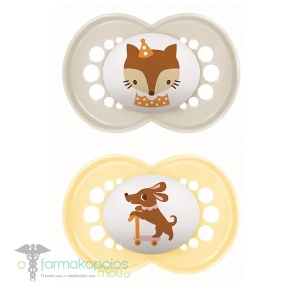 Mam Original Orthodontic Rubber Pacifier 16m+ (251L), 2pcs - Άσπρο-Γκρί