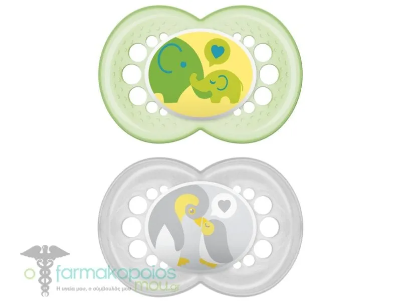 Mam Original Orthodontic Rubber Pacifier 16m+ (251L), 2pcs - Πρασινο
