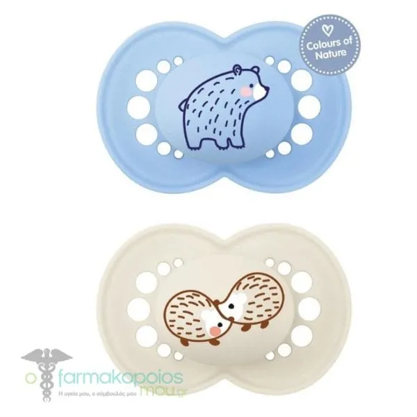 Mam Original Orthodontic Rubber Pacifier 16m+ (251L), 2pcs - Λευκό-Μπλε