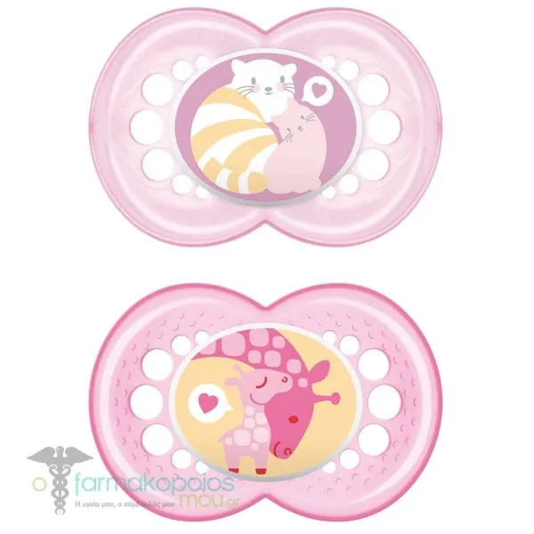 Mam Original Orthodontic Rubber Pacifier 16m+ (251L), 2pcs - Ρόζ