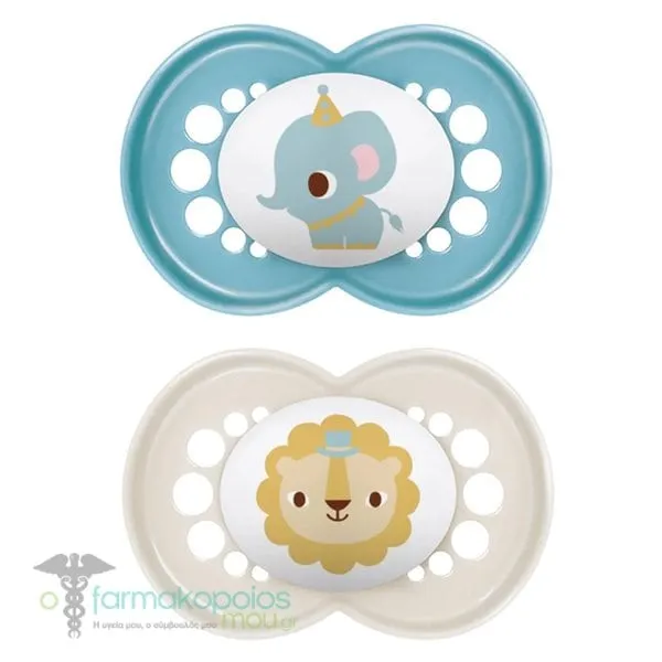 Mam Original Orthodontic Rubber Pacifier 16m+ (251L), 2pcs - Μπλε-Γκρι