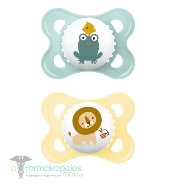 Mam Original Ορθοδοντική Πιπίλα Σιλικόνης 2-6m (100S), 2τεμ - Γαλάζιο-Κιίτρινο