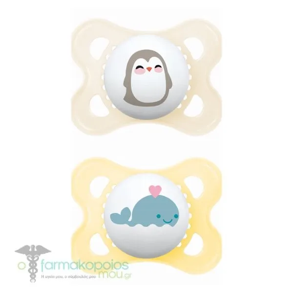 Mam Original Orthodontic Rubber Pacifier 2-6m, 2 pcs - Λευκό-Κίτρινο