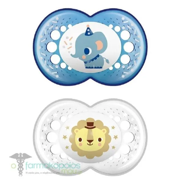 Mam Original (250SB) Orthodontic Pacifier with Silicone 16m+, 2pcs - Μπλε-Ασπρο