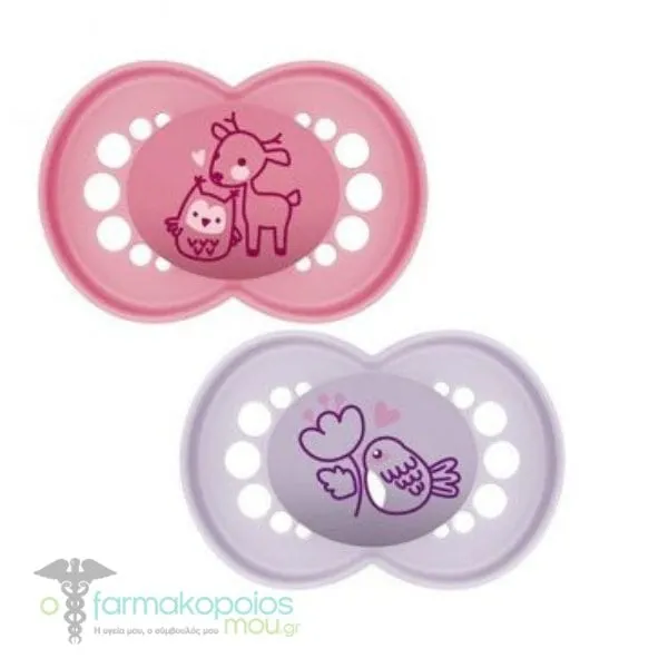 Mam Original (250SB) Orthodontic Pacifier with Silicone 16m+, 2pcs - Σάπιο Μήλο-Λιλά