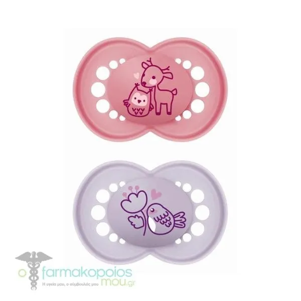 Mam Original (250SB) Orthodontic Pacifier with Silicone 16m+, 2pcs - Ρόζ-Μώβ