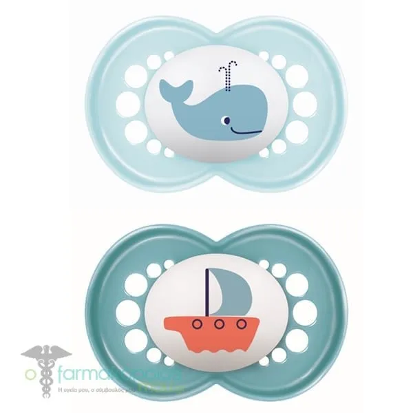 Mam Original Orthodontic Natural Rubber Pacifier 6-16m (151L), 2pcs - Γαλάζιο-Μπλε