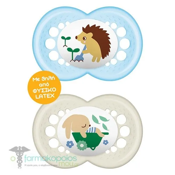 Mam Original Orthodontic Natural Rubber Pacifier 6-16m (151L), 2pcs - Γαλάζιο-Λευκό