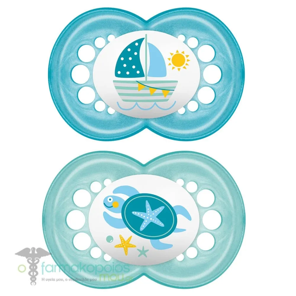 Mam Original Orthodontic Natural Rubber Pacifier 6-16m (151L), 2pcs - Μπλέ