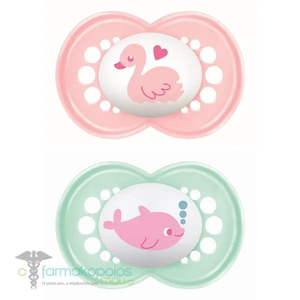Mam Original Orthodontic Natural Rubber Pacifier 6-16m (151L), 2pcs - Τιρκουάζ-Ρόζ