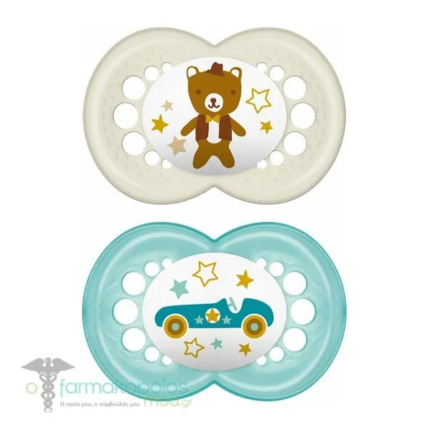 Mam Original Orthodontic Natural Rubber Pacifier 6-16m (151L), 2pcs - Λευκό-Βεραμάν