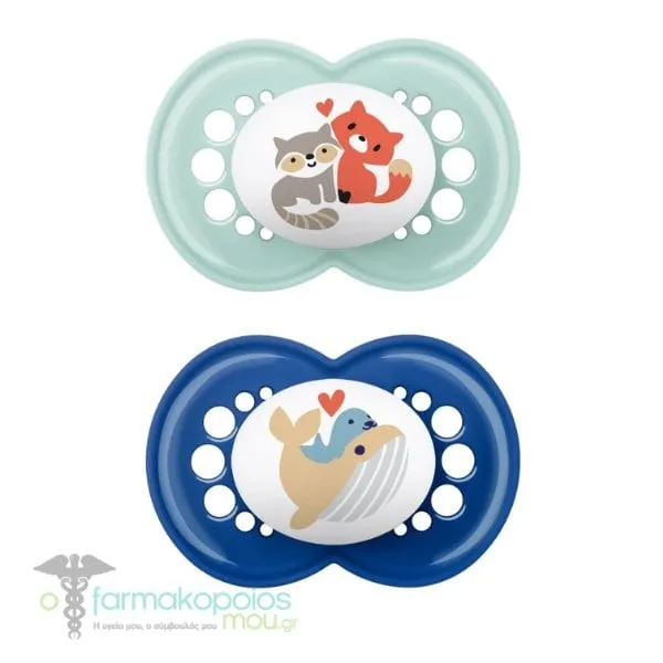Mam Original Ορθοδοντική Πιπίλα Σιλικόνης 6-16m, 2τεμ - Θαλασσί-Μπλε