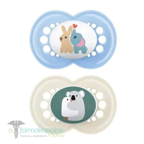 Mam Original Orthodontic Silicone Pacifier 6-16m, 2 pcs - Γαλάζιο-Μπέζ