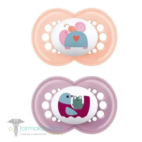Mam Original Orthodontic Silicone Pacifier 6-16m, 2 pcs - Σομόν-Σάπιο Μήλο