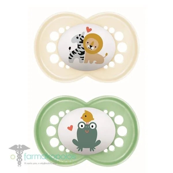 Mam Original Orthodontic Silicone Pacifier 6-16m, 2 pcs - Πράσινο-Μπέζ