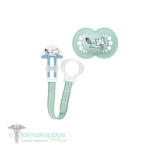 Mam Original & Clip it! 319S Set with Orthodontic Silicone Pacifier 6-16m+ & Pacifier Clip for All Pacifier Types, 1set - Βεραμάν