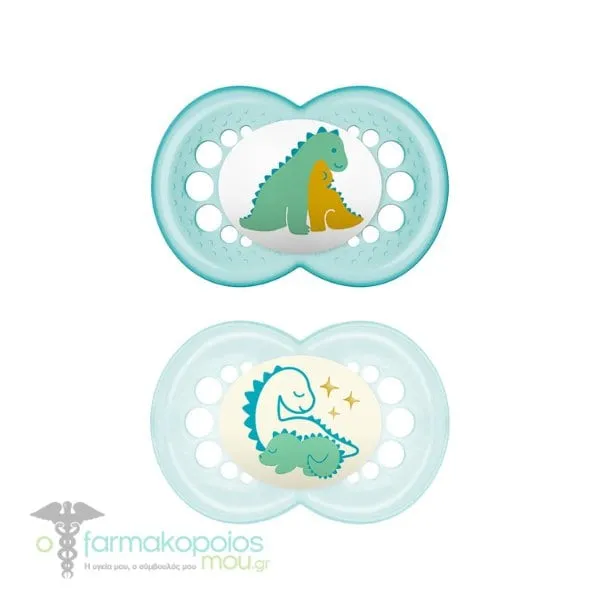 Mam Original Day & Night Pacifiers Set 6-16m, 2pcs - 002 Γαλάζιο-Βεραμάν