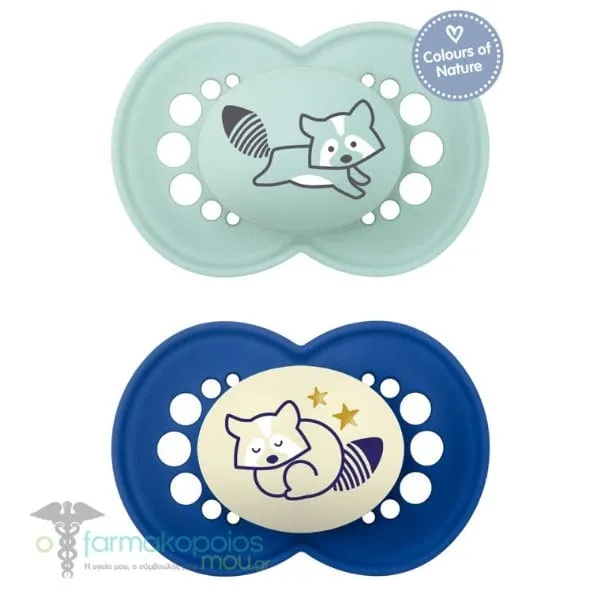Mam Original Day & Night Pacifiers Set 6-16m, 2pcs - Γαλάζιο-Μπλε