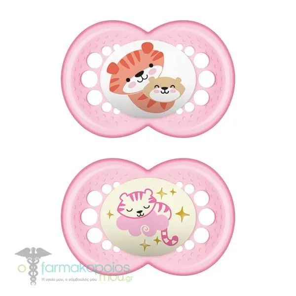 Mam Original Day & Night Pacifiers Set 6-16m, 2pcs - Ρόζ