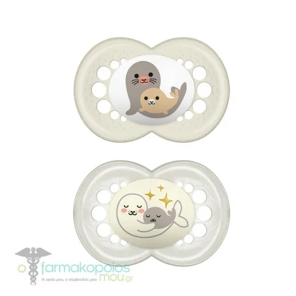 Mam Original Day & Night Pacifiers Set 6-16m, 2pcs - Διάφανο-Λευκό