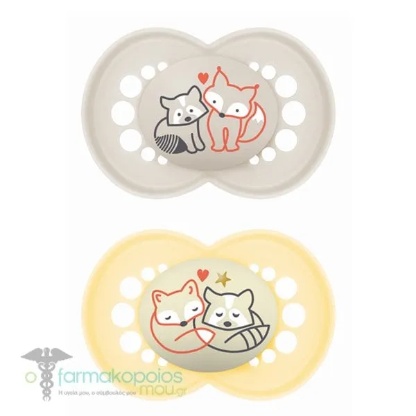 Mam Original Day & Night Pacifiers Set 16m+, 2pcs - Μπεζ-Κίτρινο