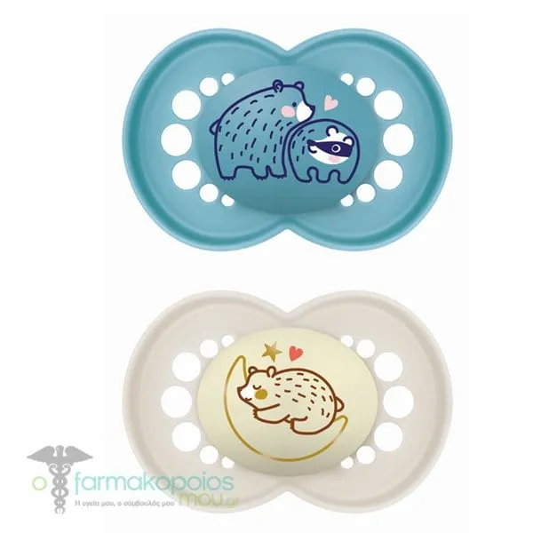 Mam Original Day & Night Pacifiers Set 16m+, 2pcs - Γαλάζιο
