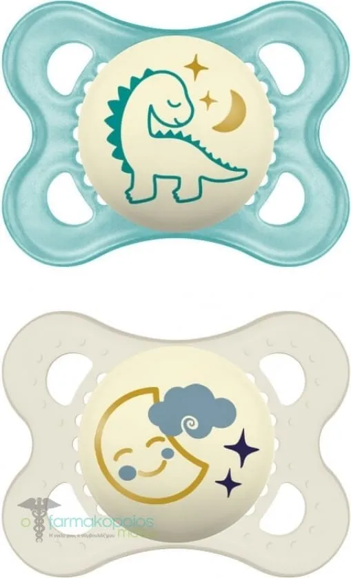 Mam Original Night Orthodontic Silicone Soother 2-6m, 2pcs - Γαλάζιο