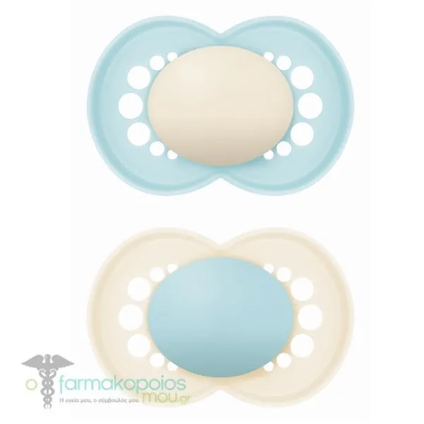 Mam Original Unprinted Silicone Pacifier 16m+, 2pcs - Μπλε-Ασπρο