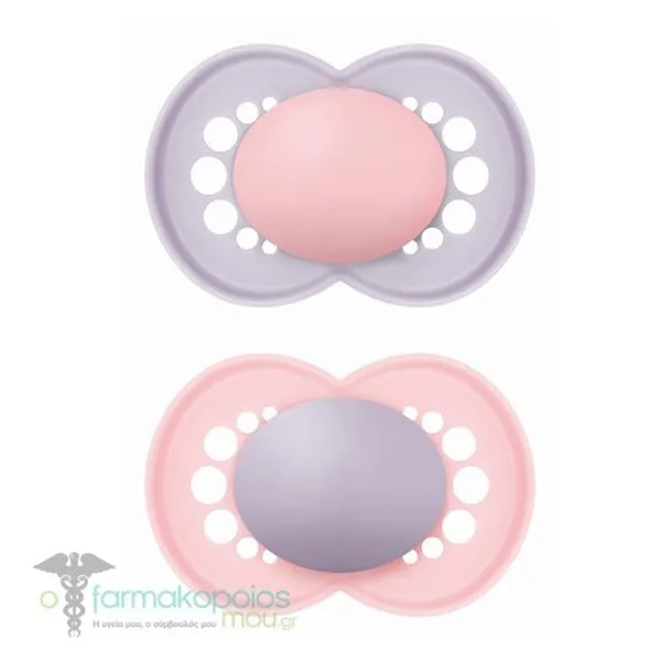 Mam Original Unprinted Silicone Pacifier 16m+, 2pcs - Μώβ-Ρόζ