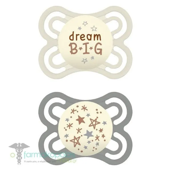 Mam Perfect Night Silicone Soother 2-6m (136S), 2pcs - Γκρι-Λευκό