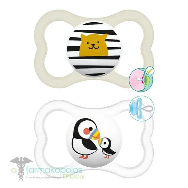 Mam Supreme Silicone Pacifier 16m +, 2pcs - 019 Λευκό-Διάφανο