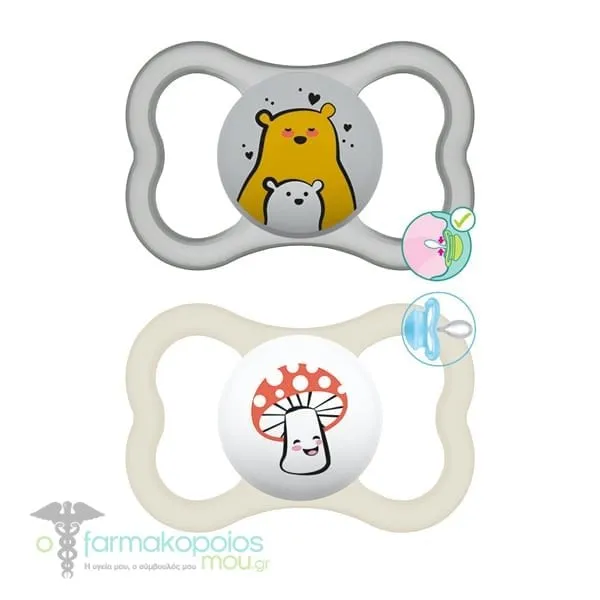 Mam Supreme Silicone Pacifier 16m +, 2pcs - Γκρι-Λευκό