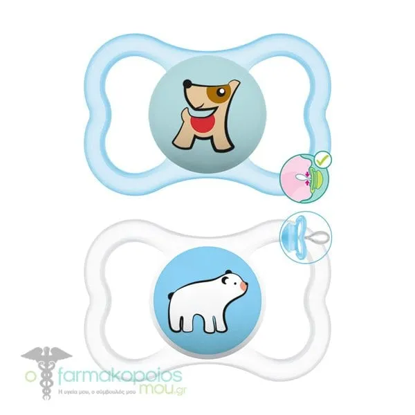 Mam Perfect Silicone Pacifier 6-16m, 2pcs - Γαλάζιο-Διάφανο