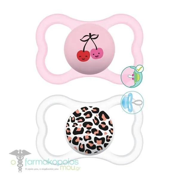 Mam Perfect Silicone Pacifier 6-16m, 2pcs - Ρόζ-Διάφανο