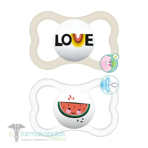 Mam Perfect Silicone Pacifier 6-16m, 2pcs - Διάφανο-Άσπρο