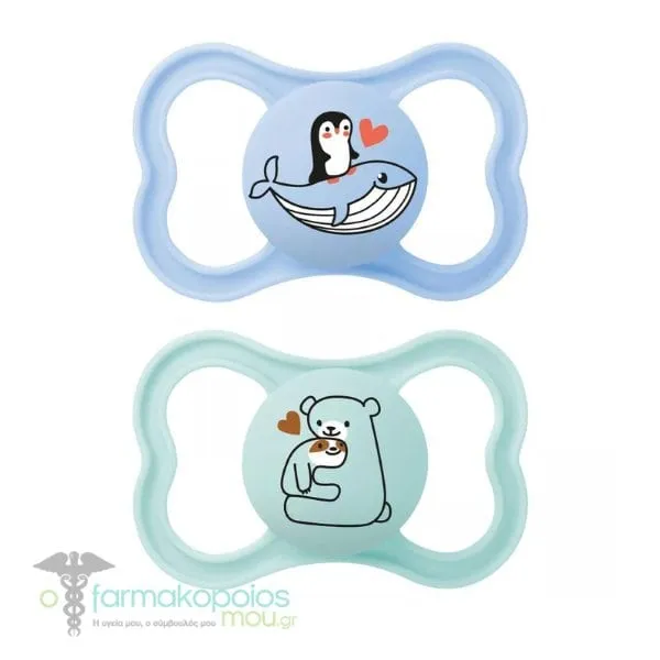 Mam Perfect Silicone Pacifier 6-16m, 2pcs - Μπλε-Γαλάζιο