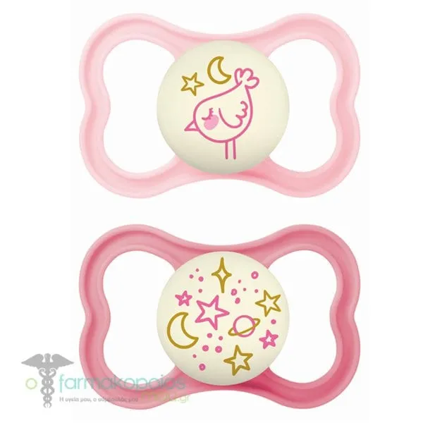 Mam Supreme Night (298S) Silicone Pacifier 16m+, 2pcs - Ροζ - Φούξια