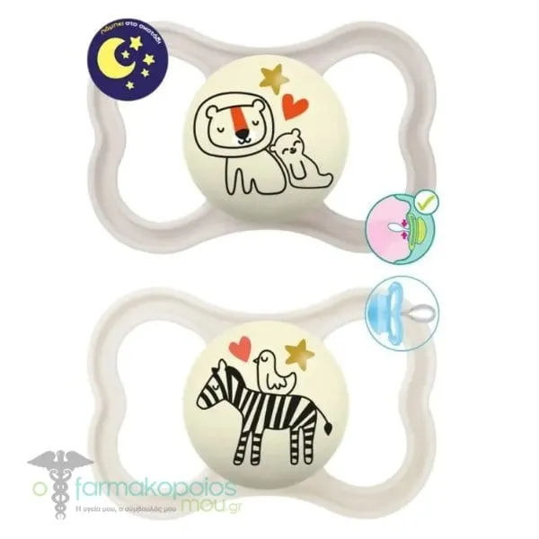 Mam Supreme Night (298S) Silicone Pacifier 16m+, 2pcs - Γκρι-Λευκό