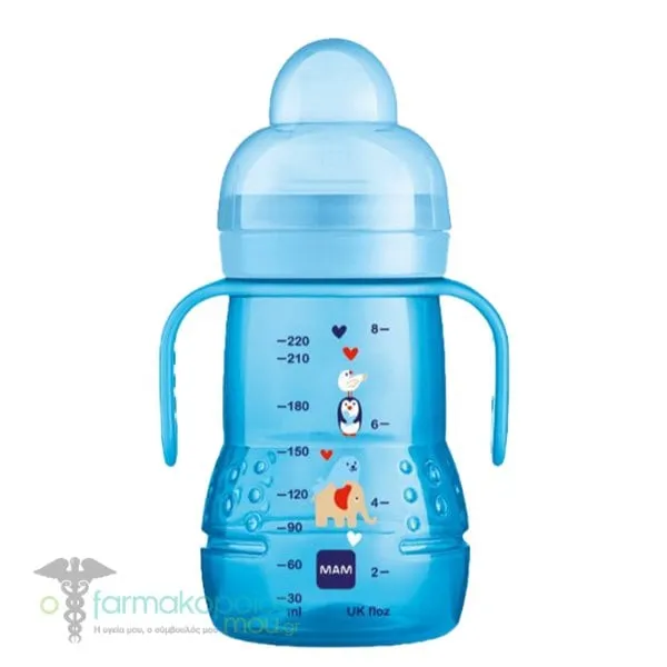 Mam Trainer+ Transition Bottle to Cup 4m+, 220ml - Μπλέ