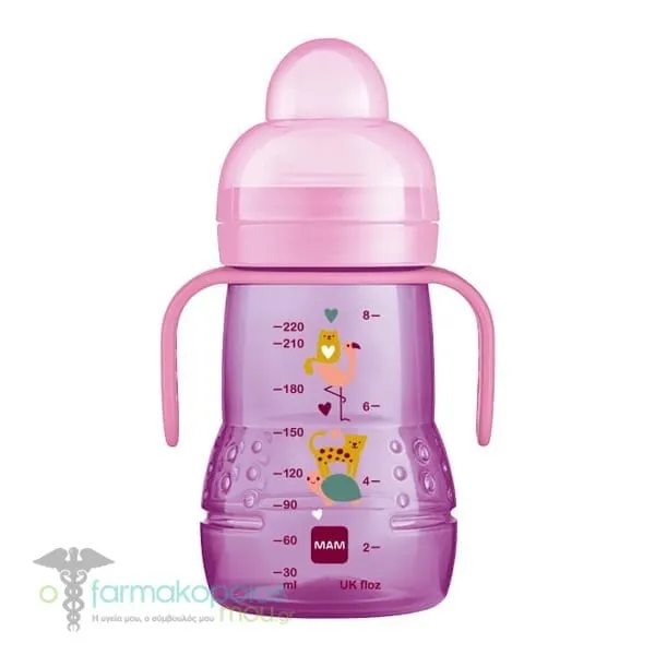 Mam Trainer+ Transition Bottle to Cup 4m+, 220ml - Ανοιχτό Ροζ