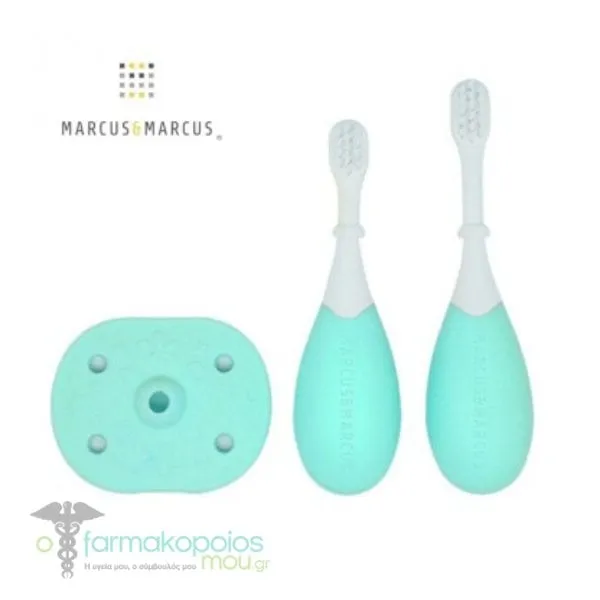 Marcus & Marcus Βρεφικές Οδοντόβουρτσες Σιλικόνης με 3 Στάδια Ανάπτυξης 12m+, 1σετ - Μπλέ