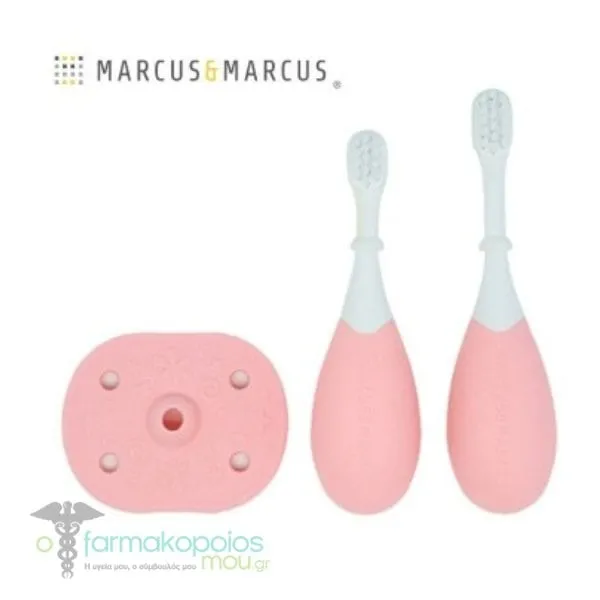 Marcus & Marcus Βρεφικές Οδοντόβουρτσες Σιλικόνης με 3 Στάδια Ανάπτυξης 12m+, 1σετ - Ρόζ