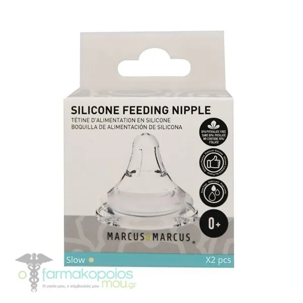 Marcus & Marcus Natural Feeding Nipple, 0m+ X-SOFT Θηλές Αργής Ροής, 2τεμ