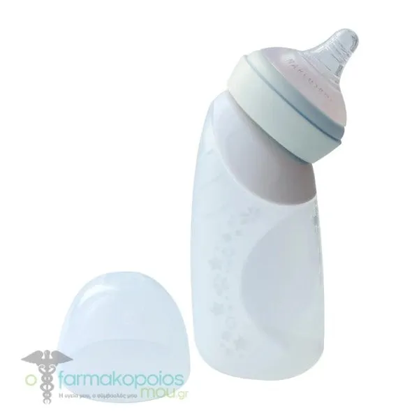Marcus & Marcus Silicone Angled Feeding Bottle, Αποθήκευσης & Θήλαστρο 3m+, 240ml - MINT